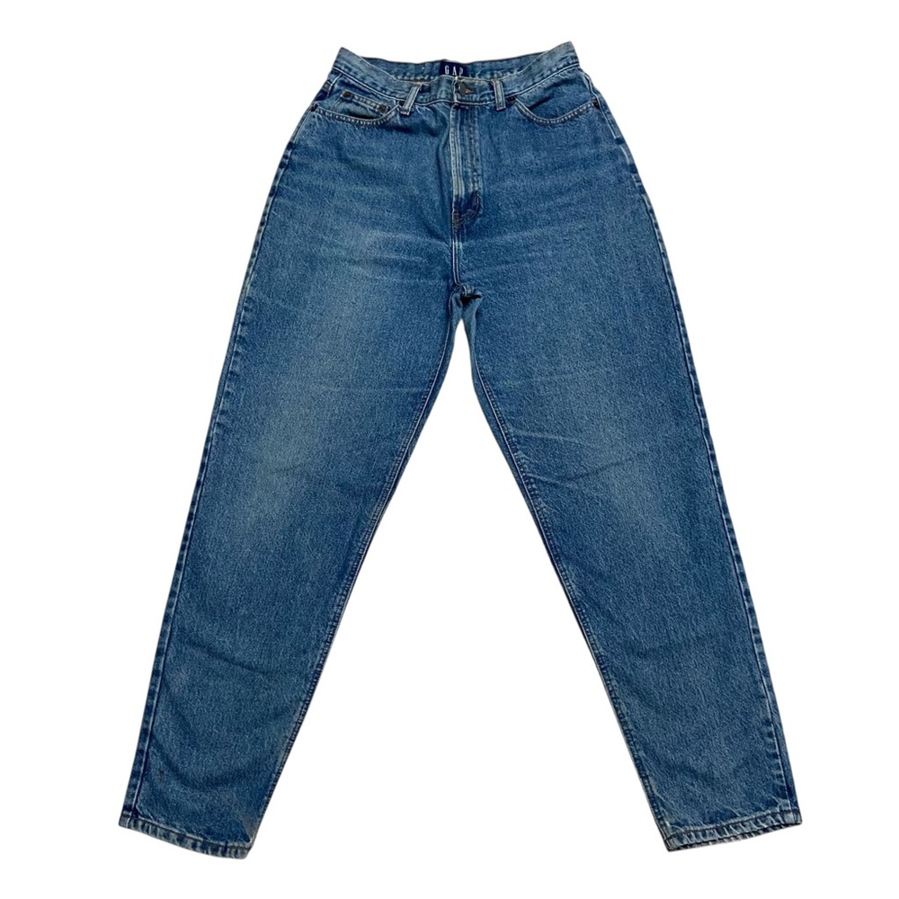GAP Vintage High Rise Mom Jeans 90s Reverse Fit 12 Long Blue Jeans Made in USA